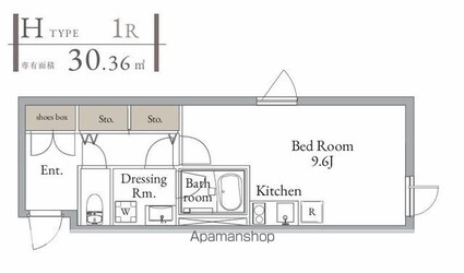 ＬｉｖｅＦｌａｔ西荻窪[1R/30.36m2]の間取図