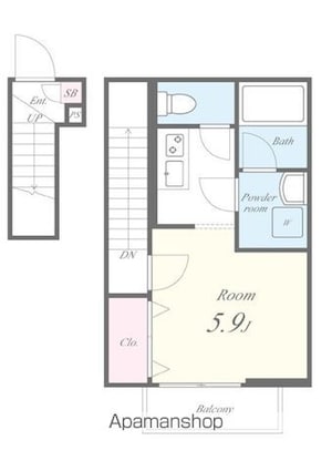 クレール立川[1K/28.54m2]の間取図