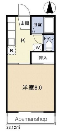 アローハイツ[1K/28.12m2]の間取図