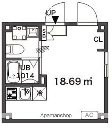 東京都杉並区方南１丁目[1R/18.69m2]の間取図