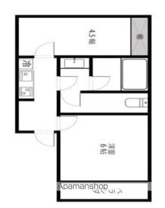 東京都新宿区河田町[2K/26.2m2]の間取図