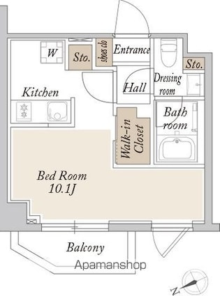 ＯＲＳＵＳ新江古田[1R/25.23m2]の間取図