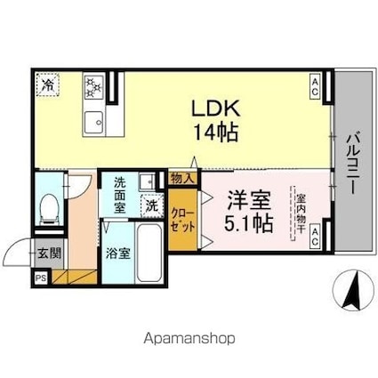 ＤーＲＯＯＭ本町１丁目[1LDK/44.88m2]の間取図