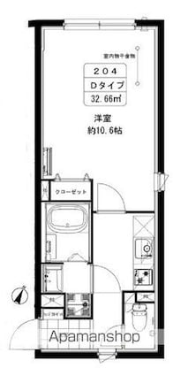 カーサブリランテ本駒込[1K/32.66m2]の間取図