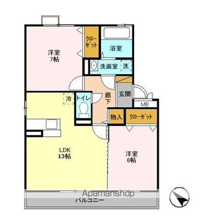 サニーリヴ　Ｂ[2LDK/60.88m2]の間取図