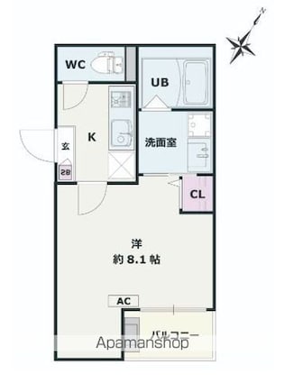 Ｊａｃｋ　ｋｏｇｕｋｉⅠ[1K/26.23m2]の間取図