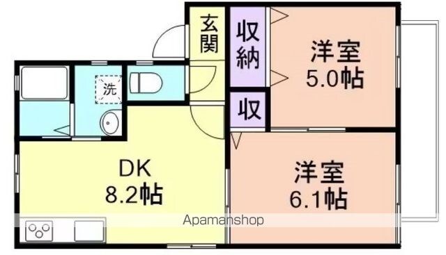 和歌山県和歌山市園部[2DK/43m2]の間取図