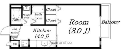 サープラス高野[1K/28m2]の間取図