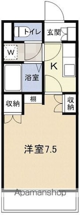 アーバン赤坂[1K/26m2]の間取図