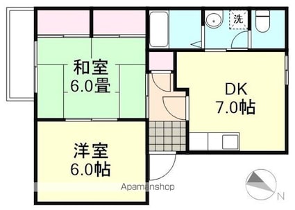 岡山県浅口市金光町佐方[2DK/41.25m2]の間取図