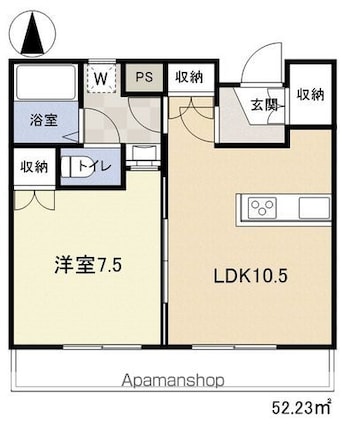 エクセルシオール城北[1LDK/52.23m2]の間取図