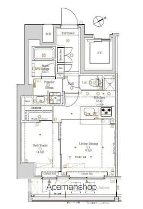 Ｌｏｇ上野駅前[1LDK/40.45m2]の間取図