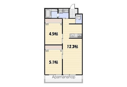 Ｌｙｋ都町Ｃ棟[2LDK/46.37m2]の間取図