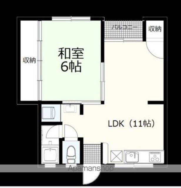 和歌山県和歌山市上野[1LDK/39.8m2]の間取図