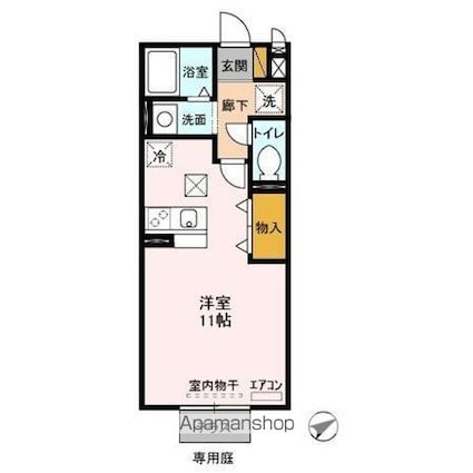 ジェンティーレ[1R/30.03m2]の間取図