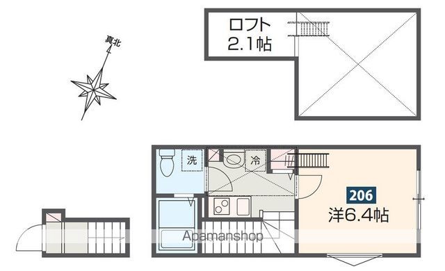 国立市谷保のアパートの間取り