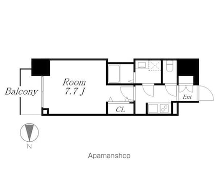 Ｓ－ＲＥＳＩＤＥＮＣＥ庄内通駅前ｃｕｒｅｒｅ（クラーレ）[1K/25.7m2]の間取図