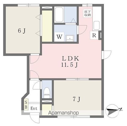 ヒューマンハイツ[2LDK/53.51m2]の間取図