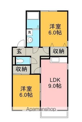 ジュネスコンドウⅡＡ棟[2DK/50.38m2]の間取図