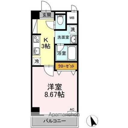 ジオステージ東山[1K/30.6m2]の間取図