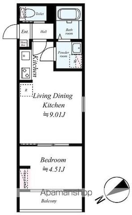 ＧＲＡＤＵＳ八千代台Ⅵ[1LDK/30.06m2]の間取図