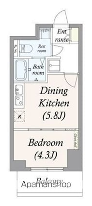 ＧＲＡＮＰＡＳＥＯ浅草入谷[1DK/25.26m2]の間取図