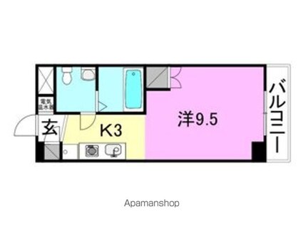 カローラ樽味[1K/27.2m2]の間取図