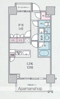 テラス浅草橋[1LDK/40.5m2]の間取図