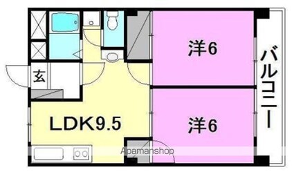 アルジェント朝生田[1DK/45.36m2]の間取図
