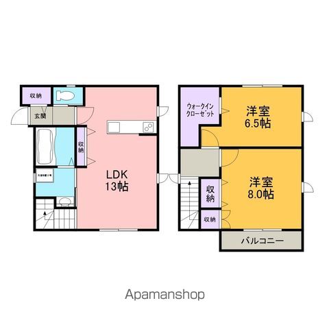 名鉄名古屋本線 男川駅 徒歩24分 2階建 築4年の間取り写真