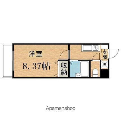 ソレアード[1K/25.6m2]の間取図