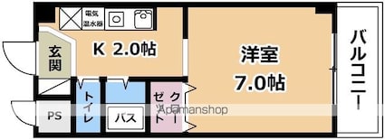 エランビタール[1K/20.7m2]の間取図