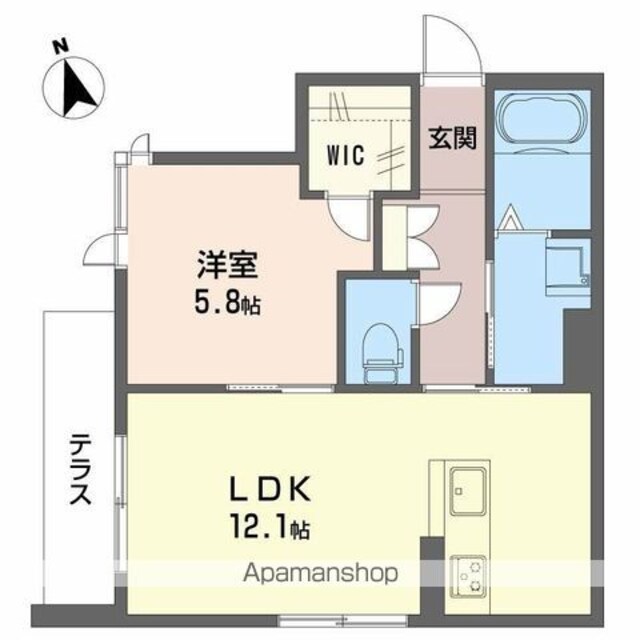 ベレオ昭和通り[1LDK/44m2]の間取図