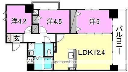 ＧＡＲＩＲＥＯ　ＣＩＴＹ　ＴＥＲＲＡＣＥ[3LDK/56.7m2]の間取図