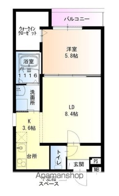フジパレス和歌山美園Ⅱ番館[1LDK/42.5m2]の間取図