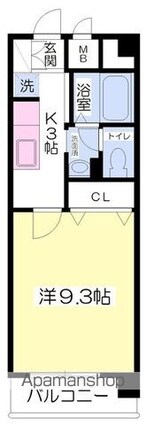 フォルテ竹原[1K/28.87m2]の間取図