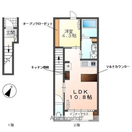 Ｗｏｏｄｓｔｏｃｋ　Ｎｅｓｔ[1LDK/41.32m2]の間取図