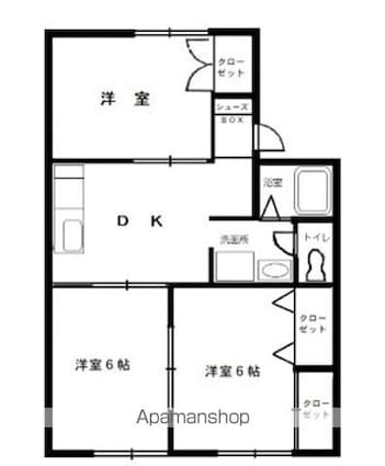 ガーデンハイツ　Ｂ棟[3DK/52m2]の間取図