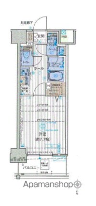 オーキッドレジデンス森下[1K/25.78m2]の間取図
