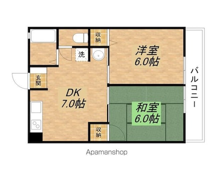 滋賀県守山市伊勢町[2DK/41.31m2]の間取図
