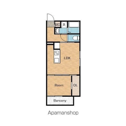 ＳＴＡＹ　ＴＨＥ　ＨＯＵＳＥ　日根野ＥＡＳＴ[1LDK/33.12m2]の間取図