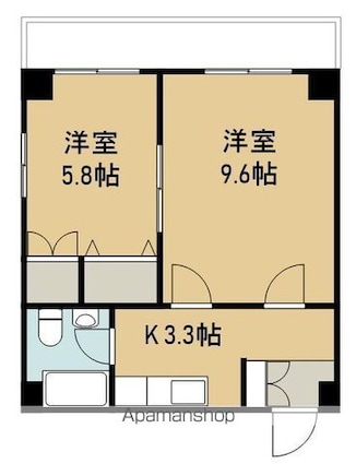 根差部一番館[2K/41.1m2]の間取図
