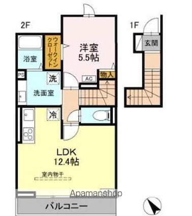 Ｄ－ＲＯＯＭ甲州街道[1LDK/48.65m2]の間取図