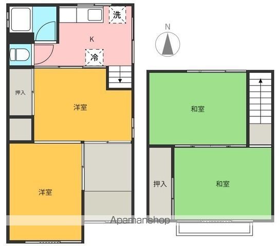 近鉄名古屋線 伏屋駅 徒歩30分 2階建 築61年の間取り写真