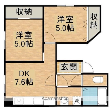 利休館[2DK/50m2]の間取図