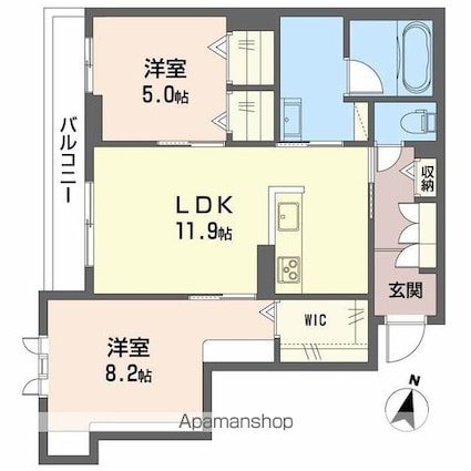アイビー倉敷　Ｃ棟[2LDK/62.56m2]の間取図