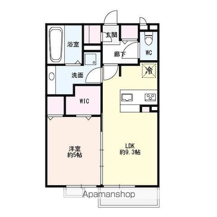 アラモード[1LDK/40.07m2]の間取図