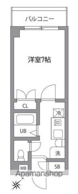 ハニーコート[1K/22.66m2]の間取図