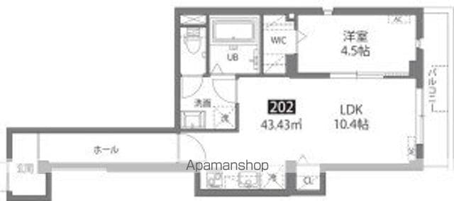 Ｂｕｒｅｓｓａ　Ａｒｉｙａ[1LDK/43.43m2]の間取図