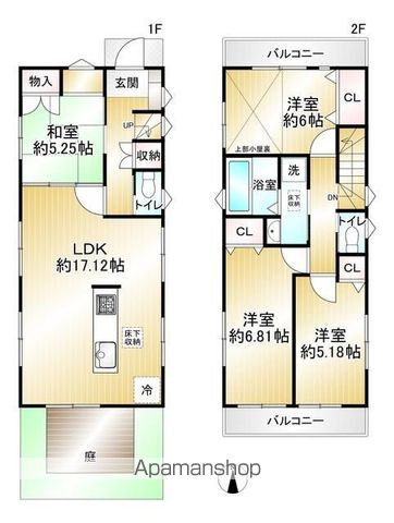 西武鉄道新宿線 田無駅 徒歩10分 2階建 築8年の間取り写真